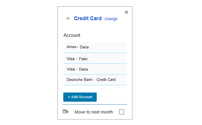 Choose Credit Card Account Geltbox